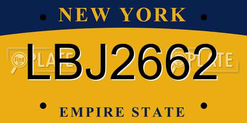 LBJ2662 New York License Plate