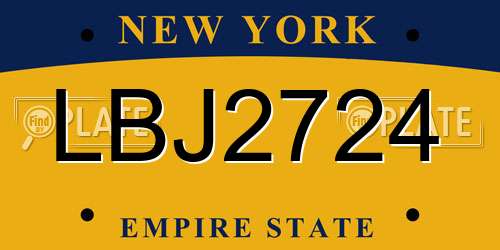 LBJ2724 New York License Plate