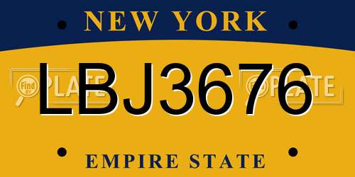 LBJ3676 New York License Plate
