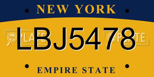 LBJ5478 New York License Plate