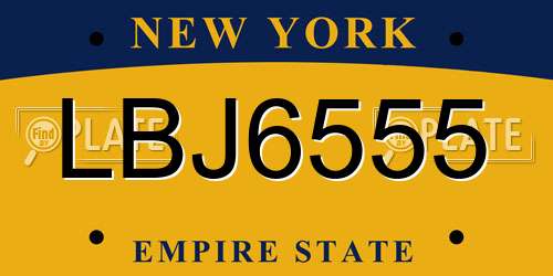 LBJ6555 New York License Plate