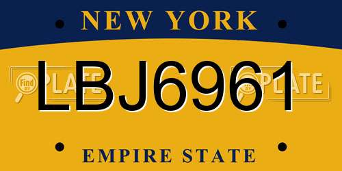 LBJ6961 New York License Plate