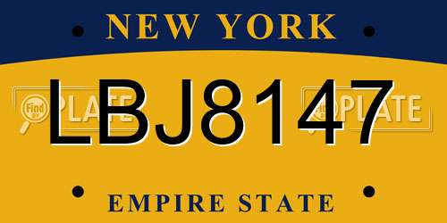 LBJ8147 New York License Plate