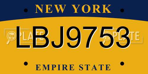 LBJ9753 New York License Plate