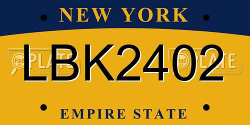 LBK2402 New York License Plate