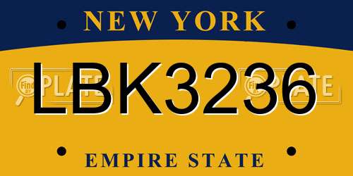 LBK3236 New York License Plate