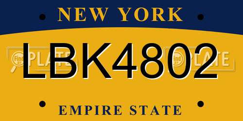 LBK4802 New York License Plate