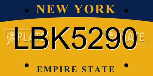 LBK5290 New York License Plate