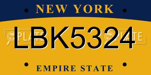 LBK5324 New York License Plate
