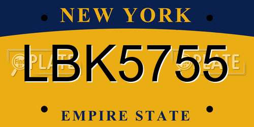 LBK5755 New York License Plate