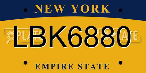 LBK6880 New York License Plate