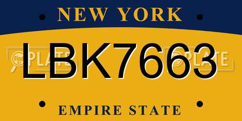 LBK7663 New York License Plate