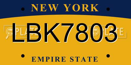 LBK7803 New York License Plate