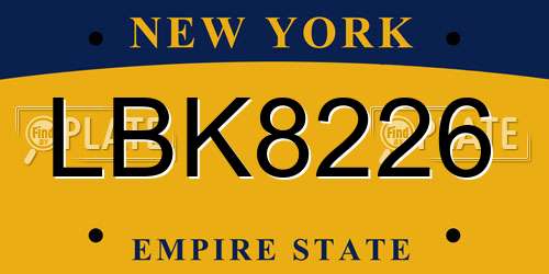LBK8226 New York License Plate