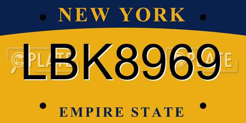 LBK8969 New York License Plate