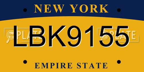 LBK9155 New York License Plate