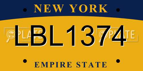 LBL1374 New York License Plate