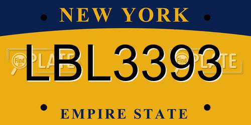 LBL3393 New York License Plate