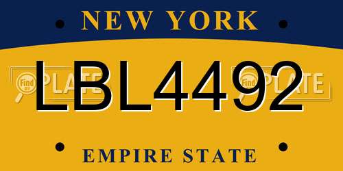 LBL4492 New York License Plate
