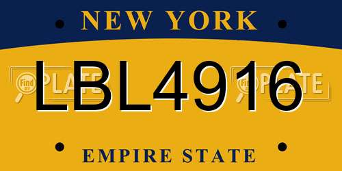 LBL4916 New York License Plate