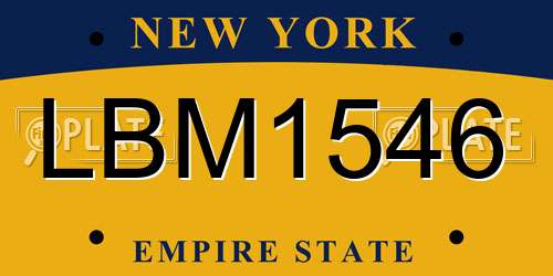 LBM1546 New York License Plate