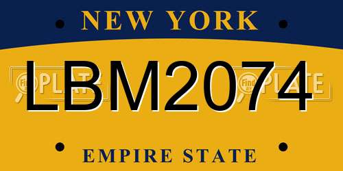 LBM2074 New York License Plate