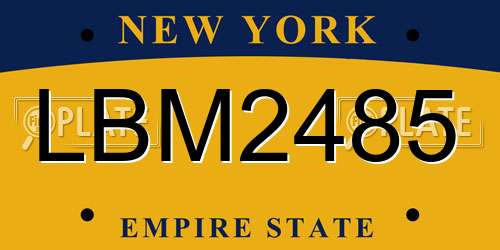 LBM2485 New York License Plate