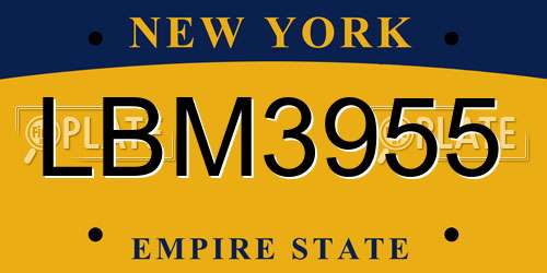 LBM3955 New York License Plate