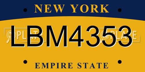 LBM4353 New York License Plate