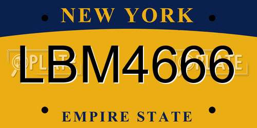 LBM4666 New York License Plate
