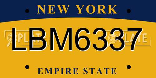 LBM6337 New York License Plate