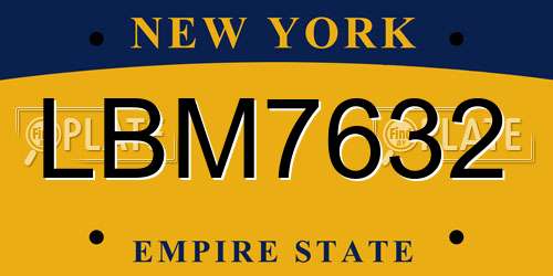 LBM7632 New York License Plate