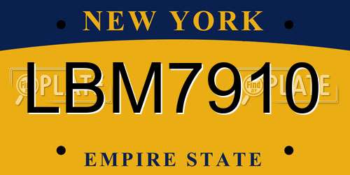 LBM7910 New York License Plate