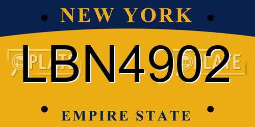LBN4902 New York License Plate