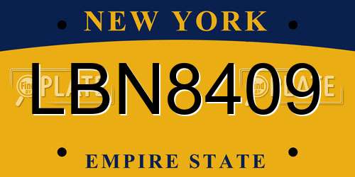 LBN8409 New York License Plate