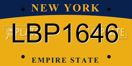 LBP1646 New York License Plate