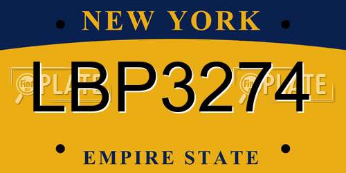 LBP3274 New York License Plate