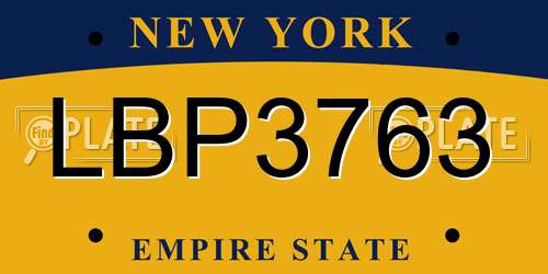 LBP3763 New York License Plate