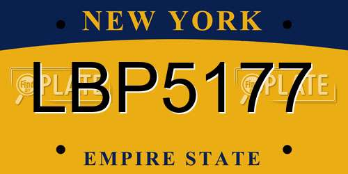 LBP5177 New York License Plate