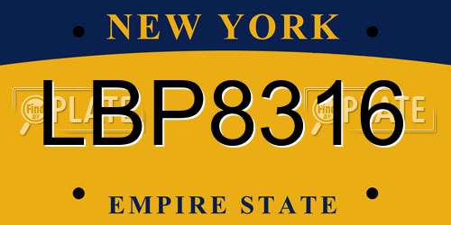 LBP8316 New York License Plate