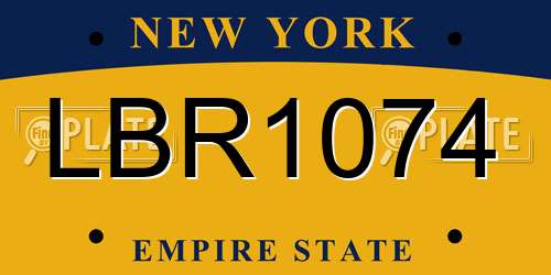 LBR1074 New York License Plate