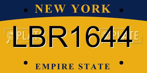 LBR1644 New York License Plate