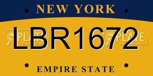 LBR1672 New York License Plate