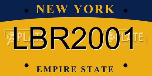 LBR2001 New York License Plate