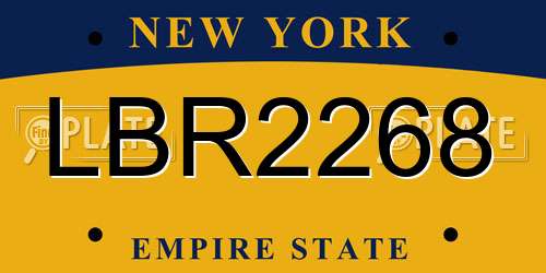 LBR2268 New York License Plate