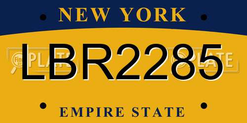 LBR2285 New York License Plate