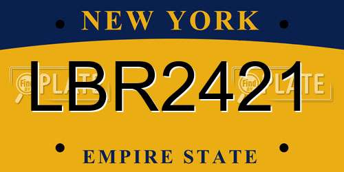 LBR2421 New York License Plate