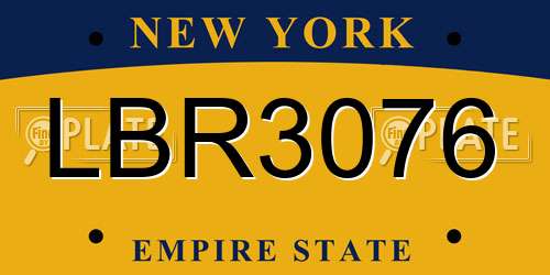 LBR3076 New York License Plate