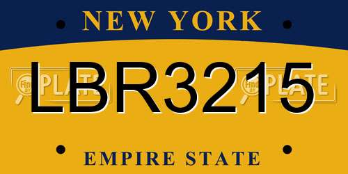 LBR3215 New York License Plate