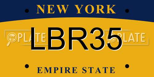 LBR35 New York License Plate